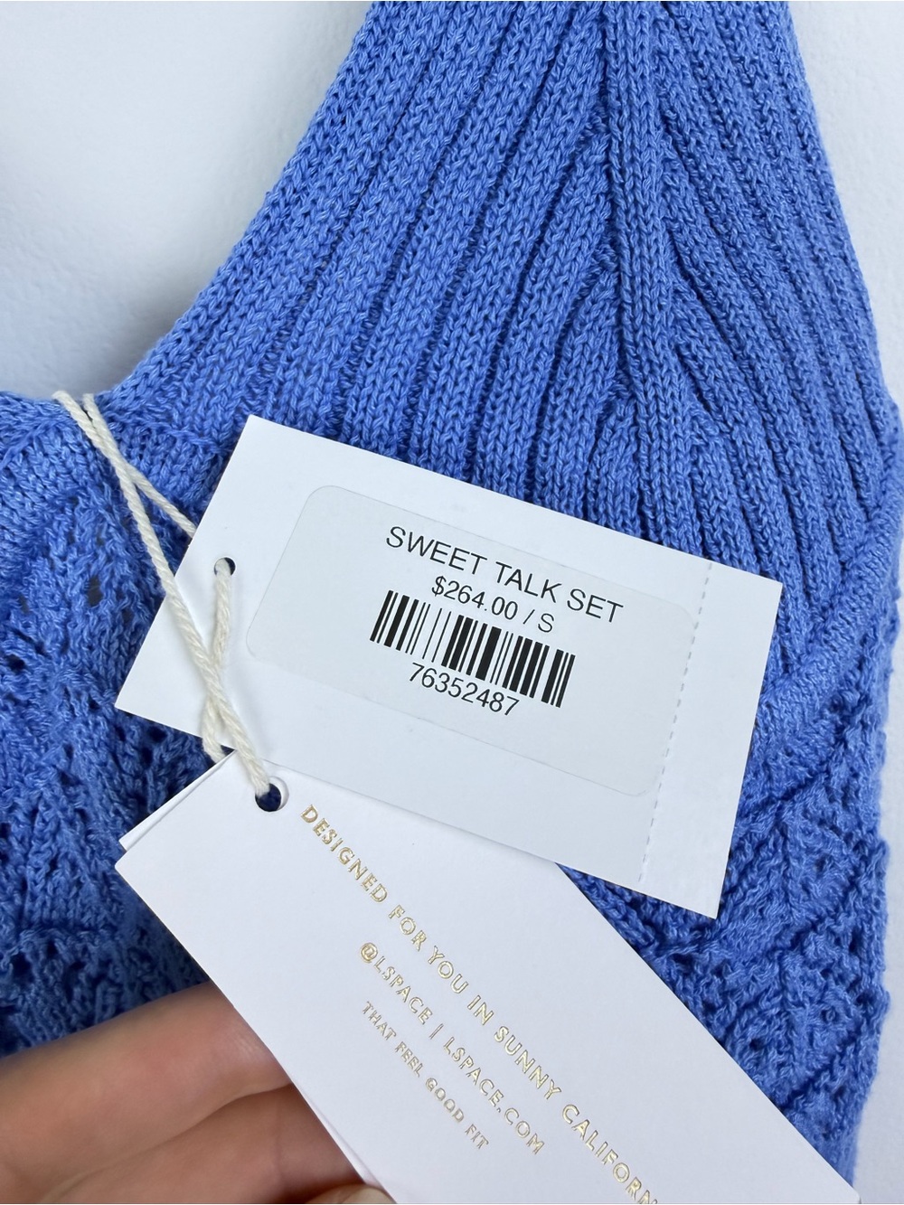 L*SPACE Sweet Talk Knit Set Blue NWT Top S Skirt XS - Picture 8 of 16